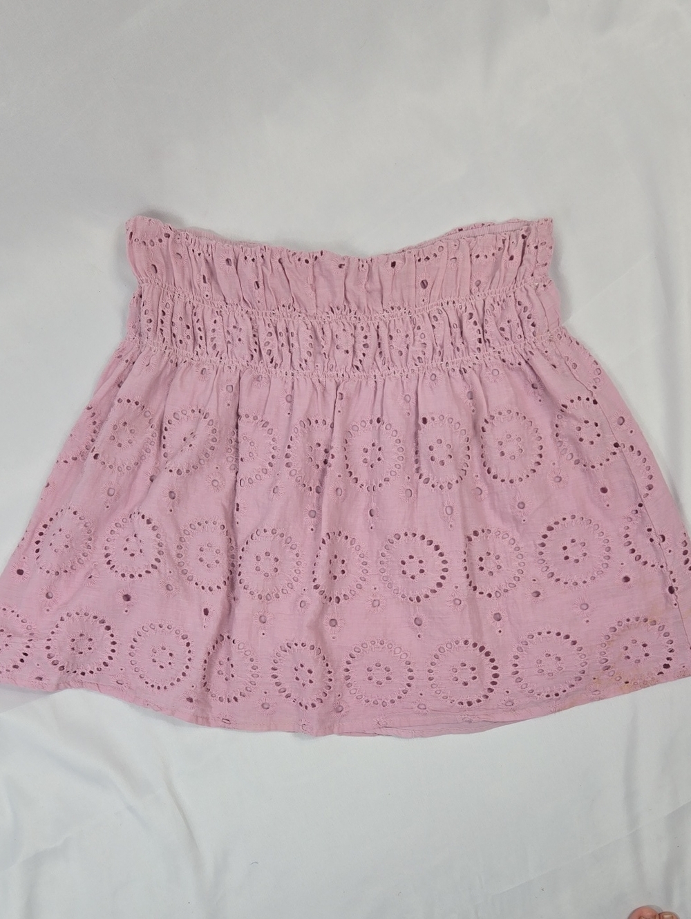 Lush Pink Eyelet Smocked Mini Skirt L
